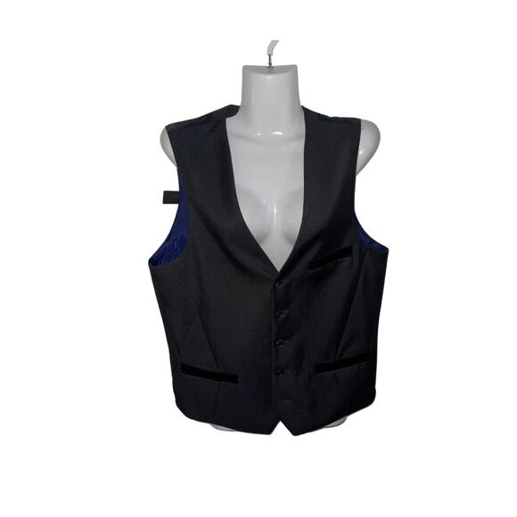 INC International Concepts Vest Men's Slim Fit Black Pinstripe Career wedding - Picture 4 of 4